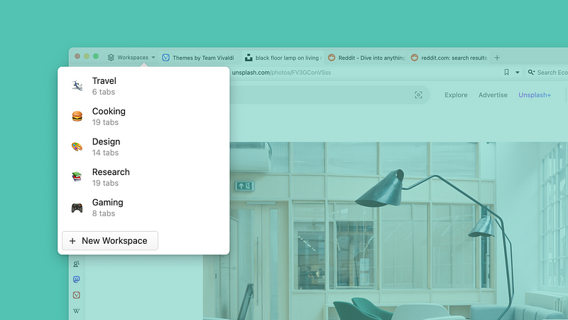 Vivaldi Workspaces feature