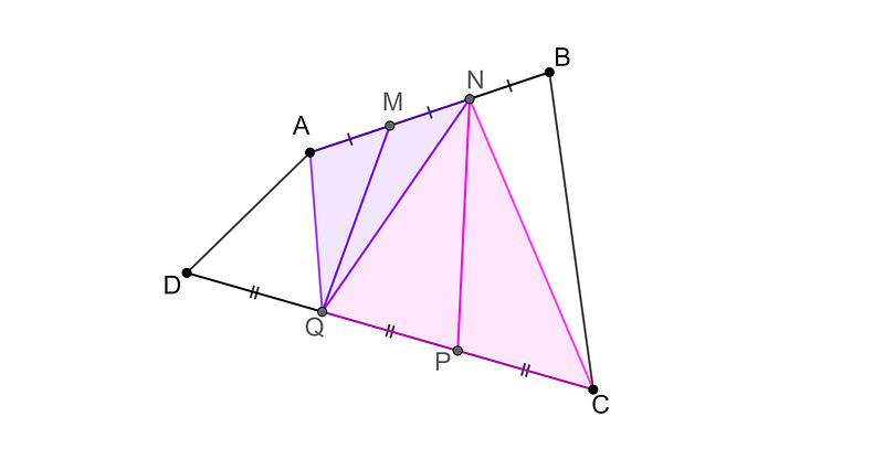 Equal Area Pairs in Quadrilateral ANCQ