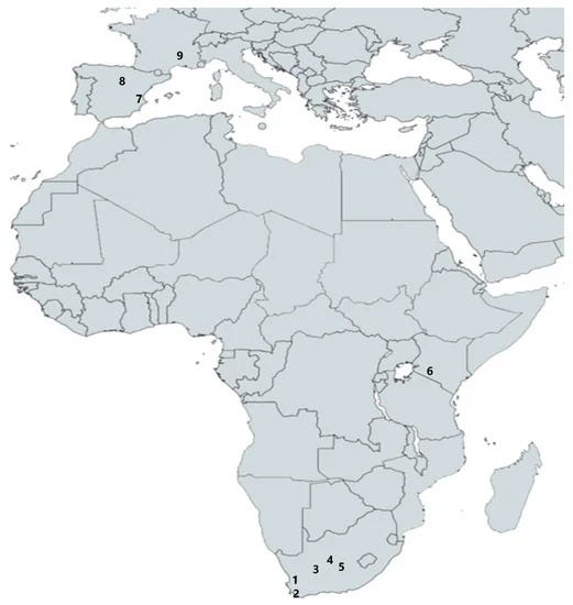 Archaeological site locations