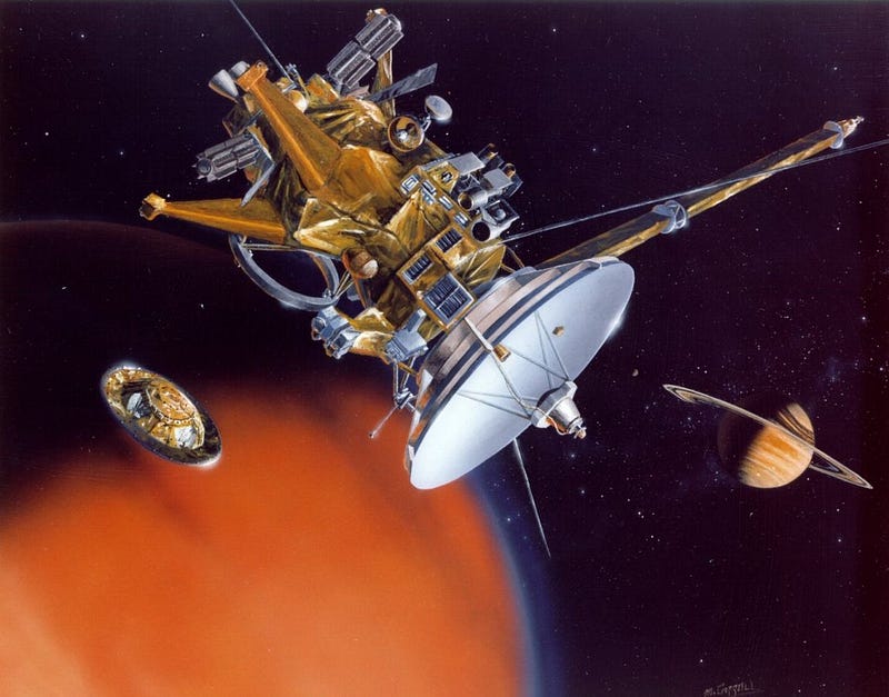 Cassini spacecraft in orbit