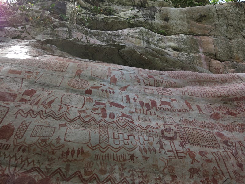 Researchers studying rock shelters in the Amazon