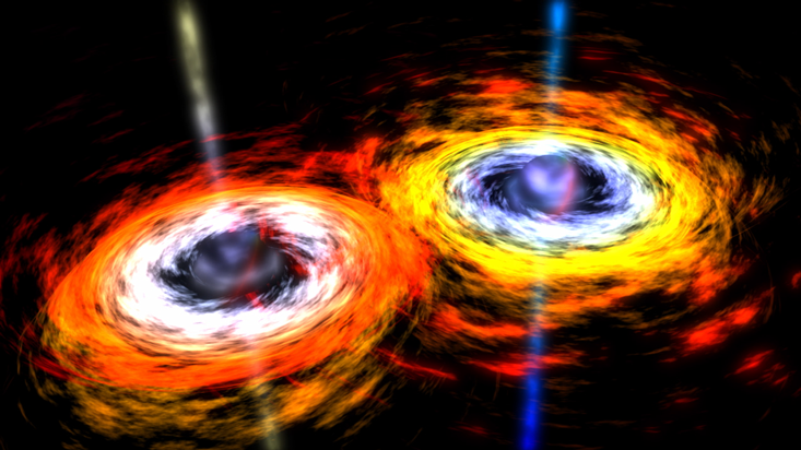 Artistic representation of merging black holes