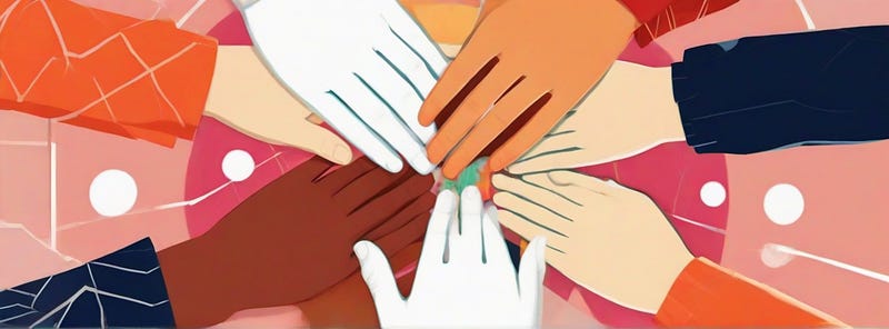 Hands joined in unity, symbolizing selflessness and purpose