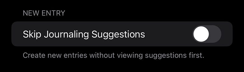 Option to skip journaling suggestions