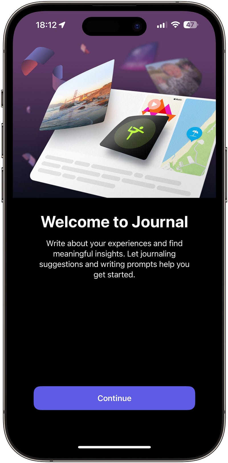 Splash screen of the Journal app