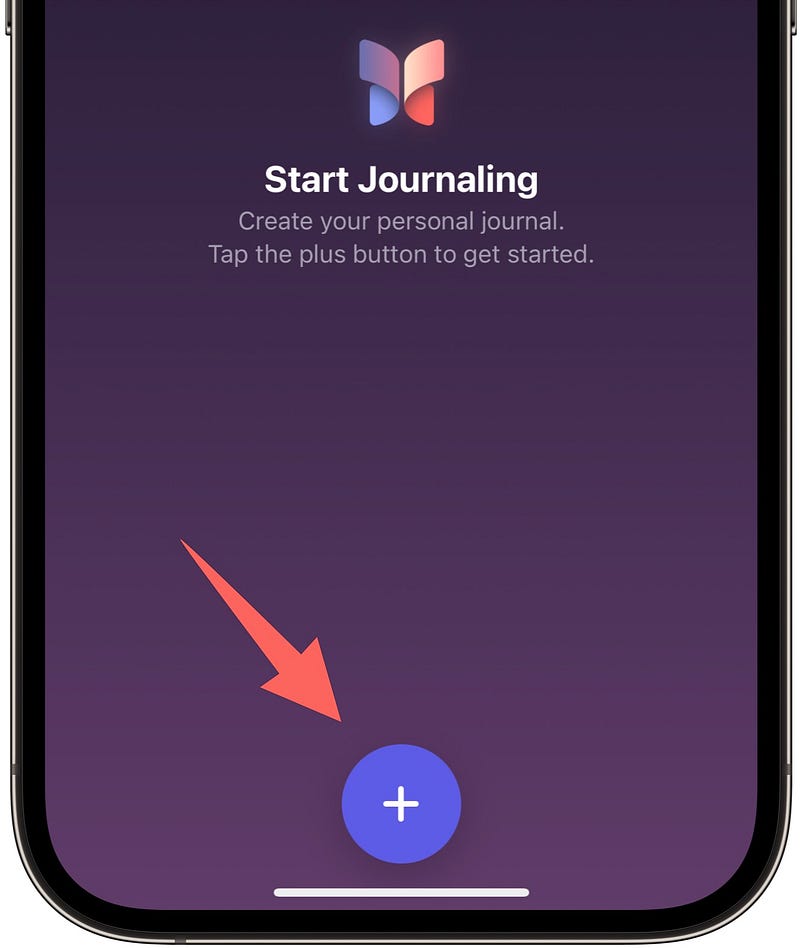 Journal app's first entry screen