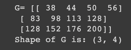 Resulting Matrix G from Multiplication