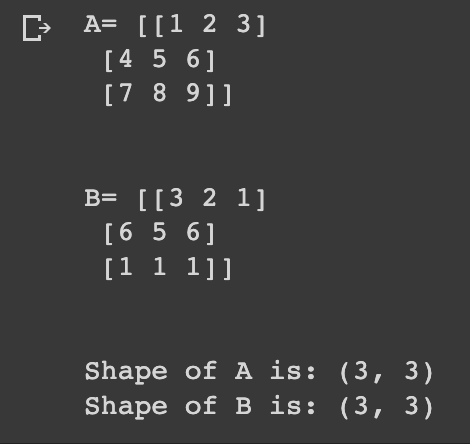 Example Matrices A and B