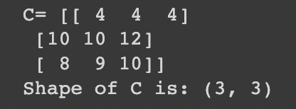 Resulting Matrix C from Addition