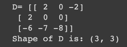 Resulting Matrix D from Subtraction