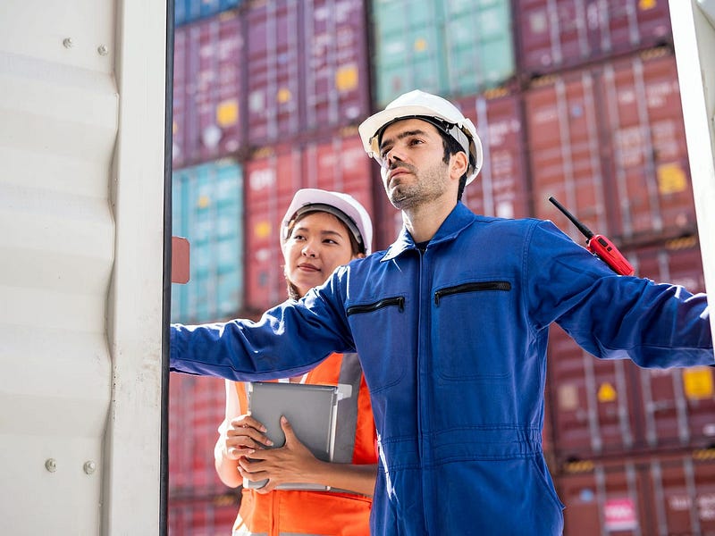 Workers in a logistics and transportation setting