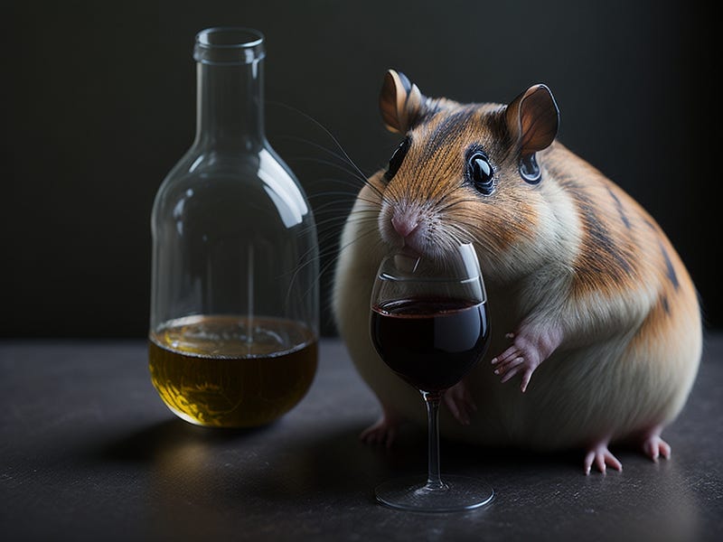 Hamster enjoying a drink