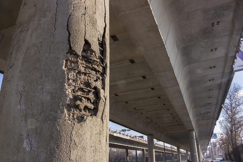 Degraded bridge superstructure