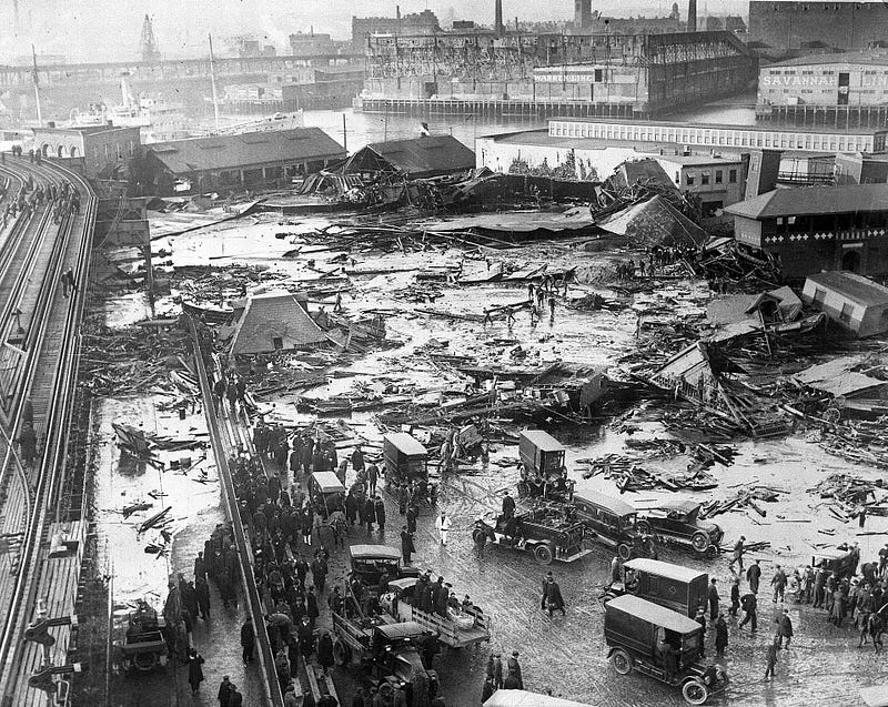 Cleanup efforts after the molasses flood