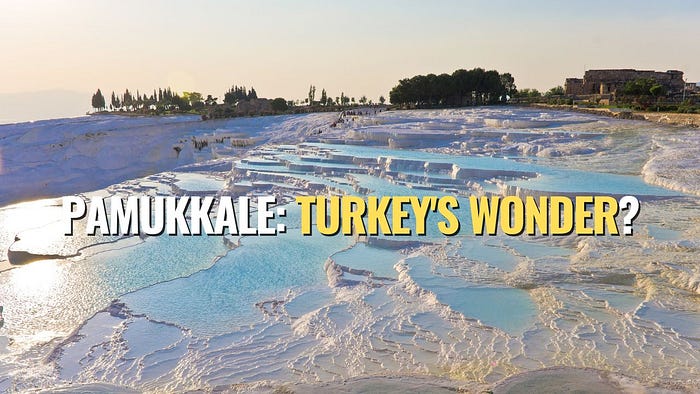 Limestone terraces of Pamukkale under sunlight