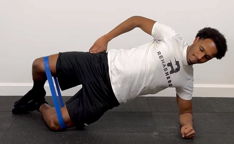 Banded Clamshell Side Plank Exercise Demonstration